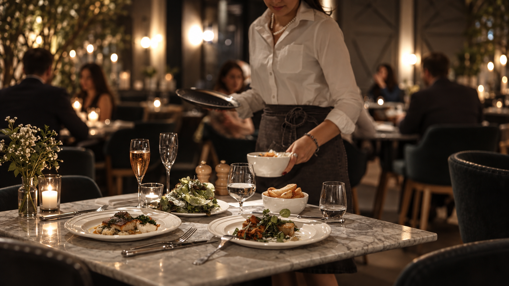 Restaurant staff recommending relevant add-ons to customers, using amello